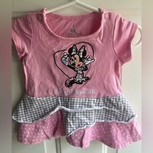 Disney Parks WDW‎ Minnie Mouse Girls Pink and Grey Gingham Ruffle Dress Size 6M